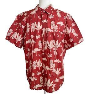 GOODFELLOW & CO Slim Tigers Floral Hawaiian Button Down Shirt Cotton L